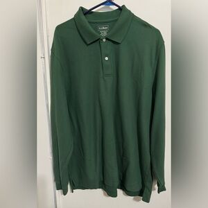 L.L.Bean long-sleeve polo shirt in a dark green color, size XL Regular